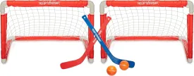 24" Mini Hockey Fold & Goal Combo - Portable, No Assembly Required, All-in-One Set with Hockey Nets, Mini Sticks & Balls - Ideal for Kids of All Ages.