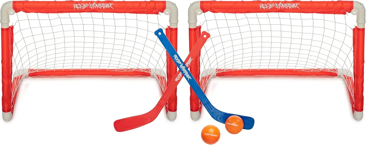 24" Mini Hockey Fold & Goal Combo - Portable, No Assembly Required, All-in-One Set with Hockey Nets, Mini Sticks & Balls - Ideal for Kids of All Ages.