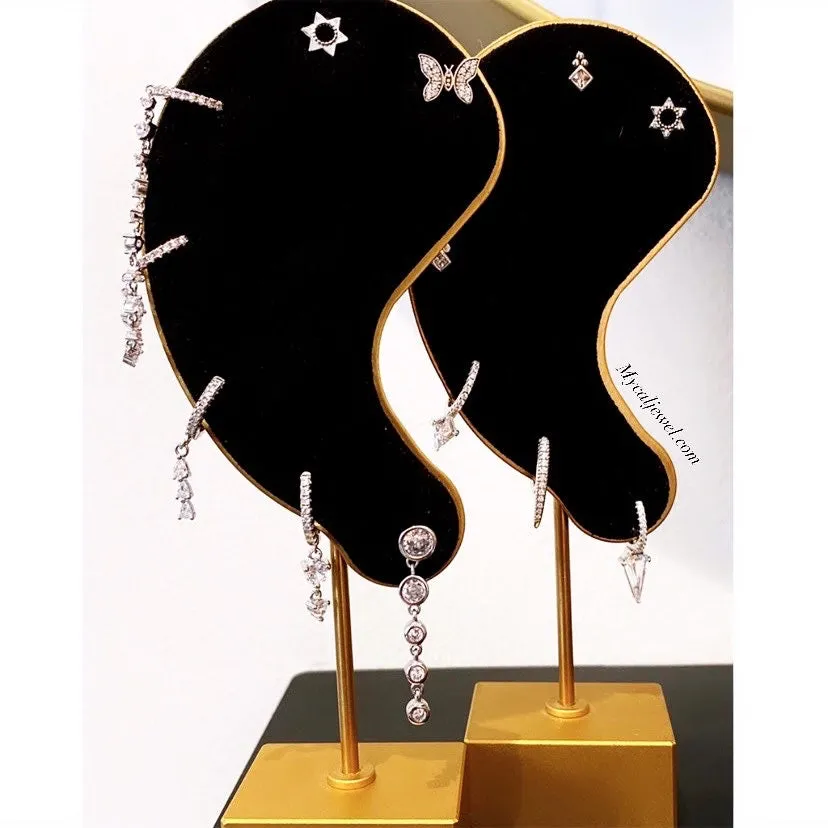 3 Dangling Marquises Pave Huggie