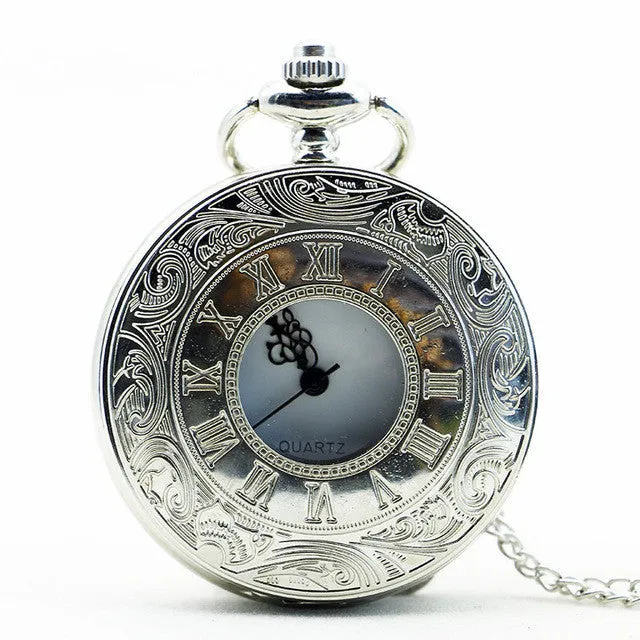 Antique Roma Number Pocket Watch Vintage Alloy Steampunk Bronze Necklace Pendant Chain relogio de bolso Gift Quartz Watch