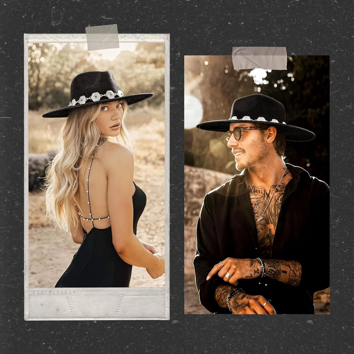 Big Wide Brim Boho Western Hat for Women and Men - Felt Rancher Fedora Hat with 4 inches Flat Brim