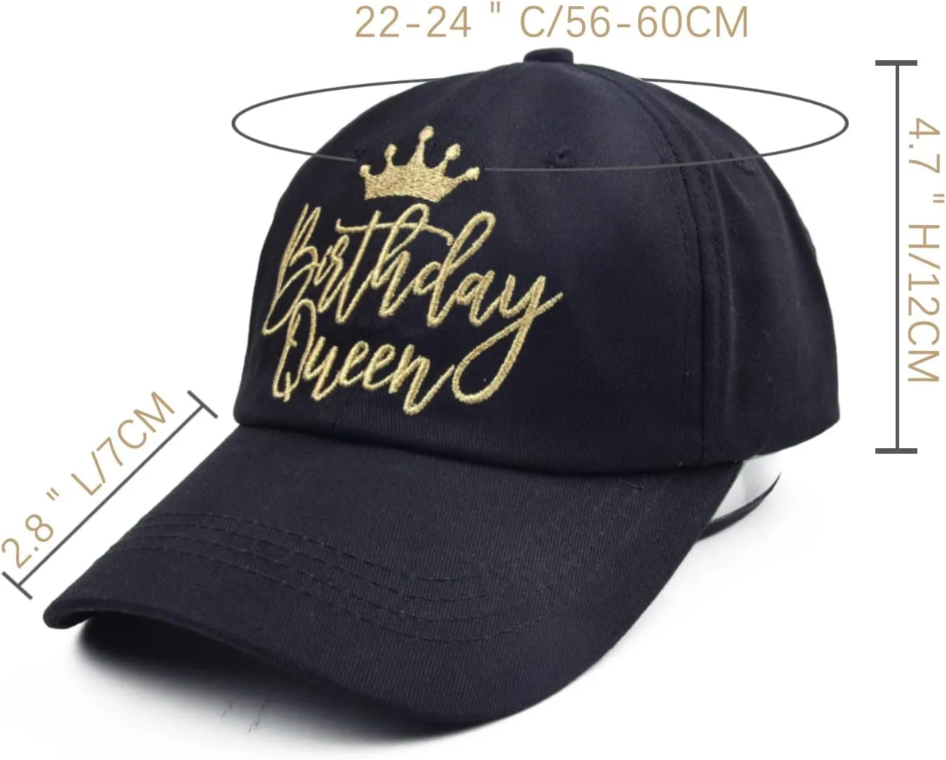 Birthday Party Hats Funny Birthday Queen Squad Embroidery Adjustable Black Baseball Cap for Women
