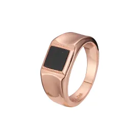 Black oil painted Rose Gold men's signet rings