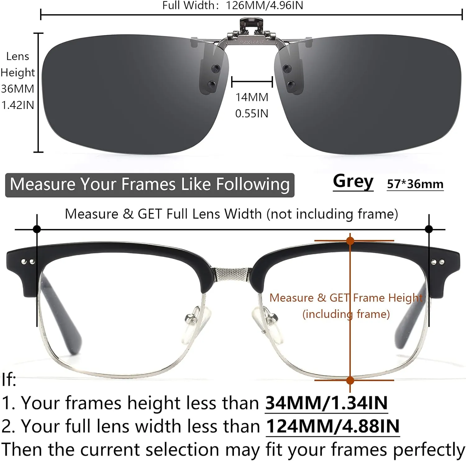CAXMAN Polarized Clip On Sunglasses Over Prescription Glasses for Men Women UV Protection