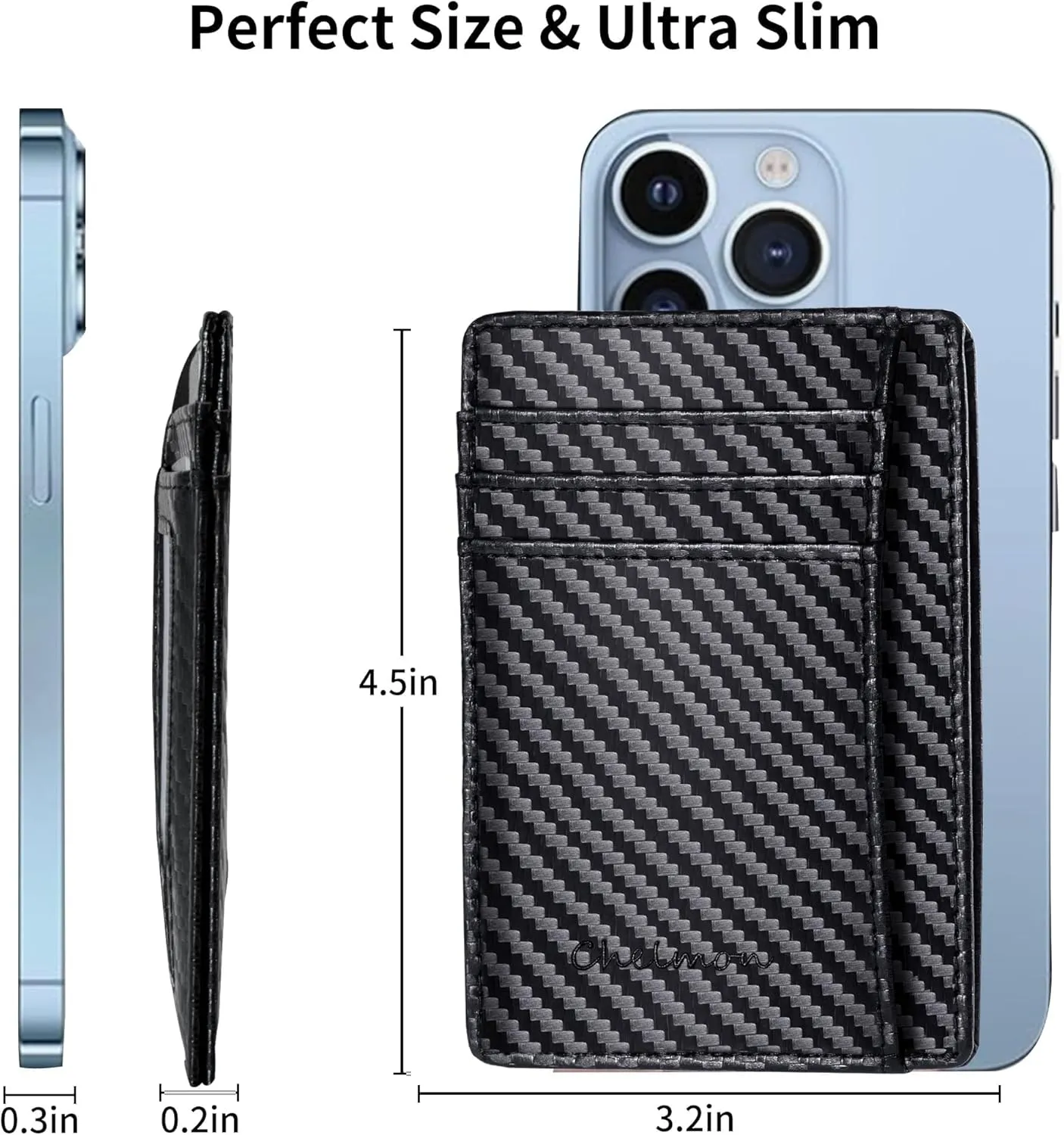 Chelmon Slim Wallet for Men, Minimalist Front Pocket RFID Blocking Credit Card Holder