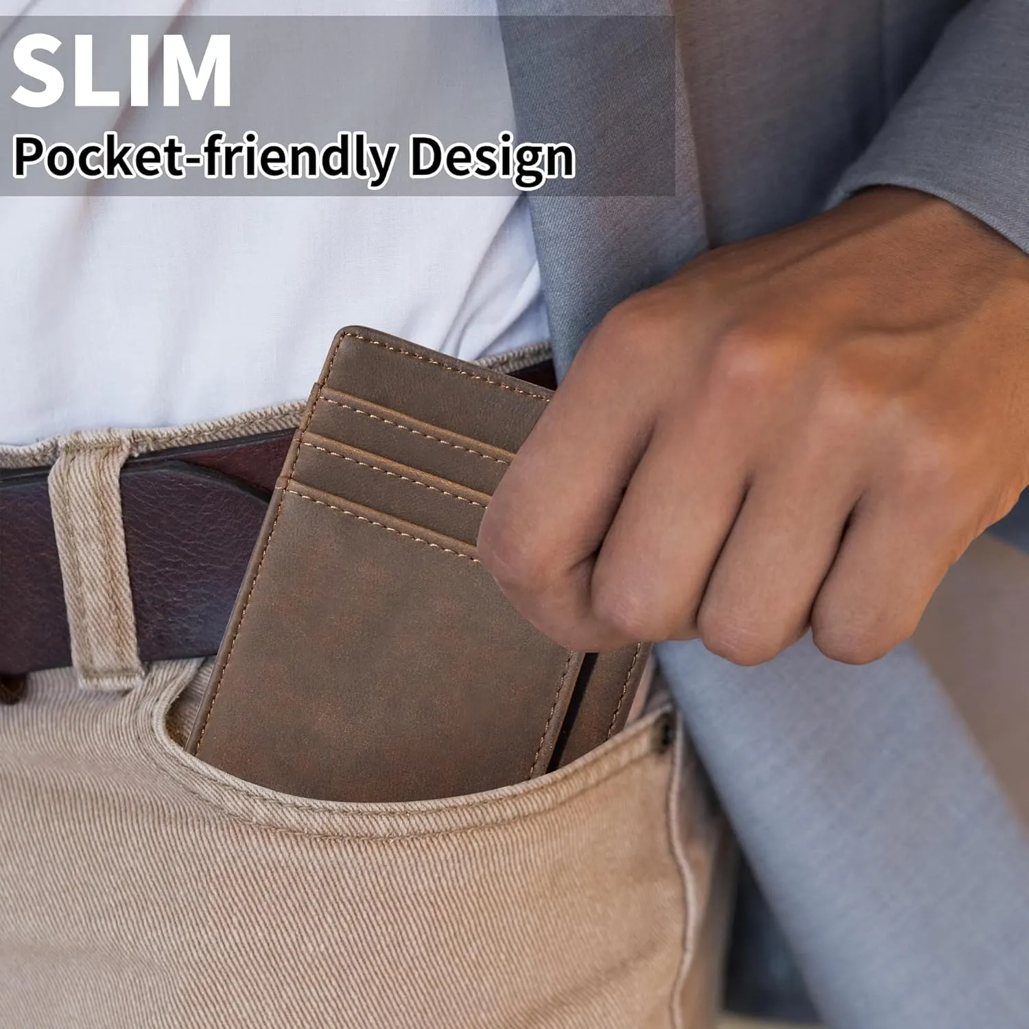 Chelmon Slim Wallet for Men, Minimalist Front Pocket RFID Blocking Credit Card Holder