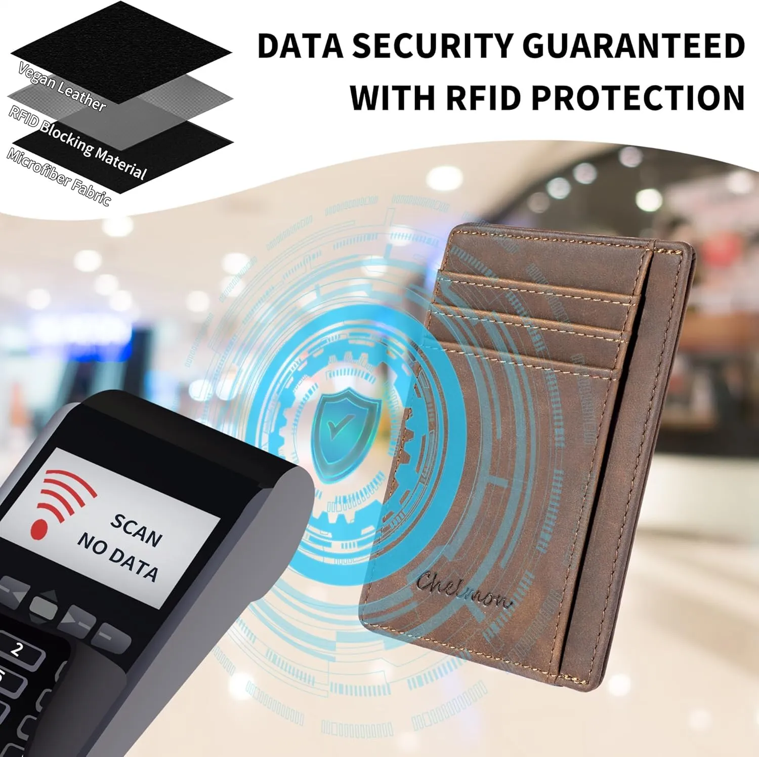 Chelmon Slim Wallet for Men, Minimalist Front Pocket RFID Blocking Credit Card Holder