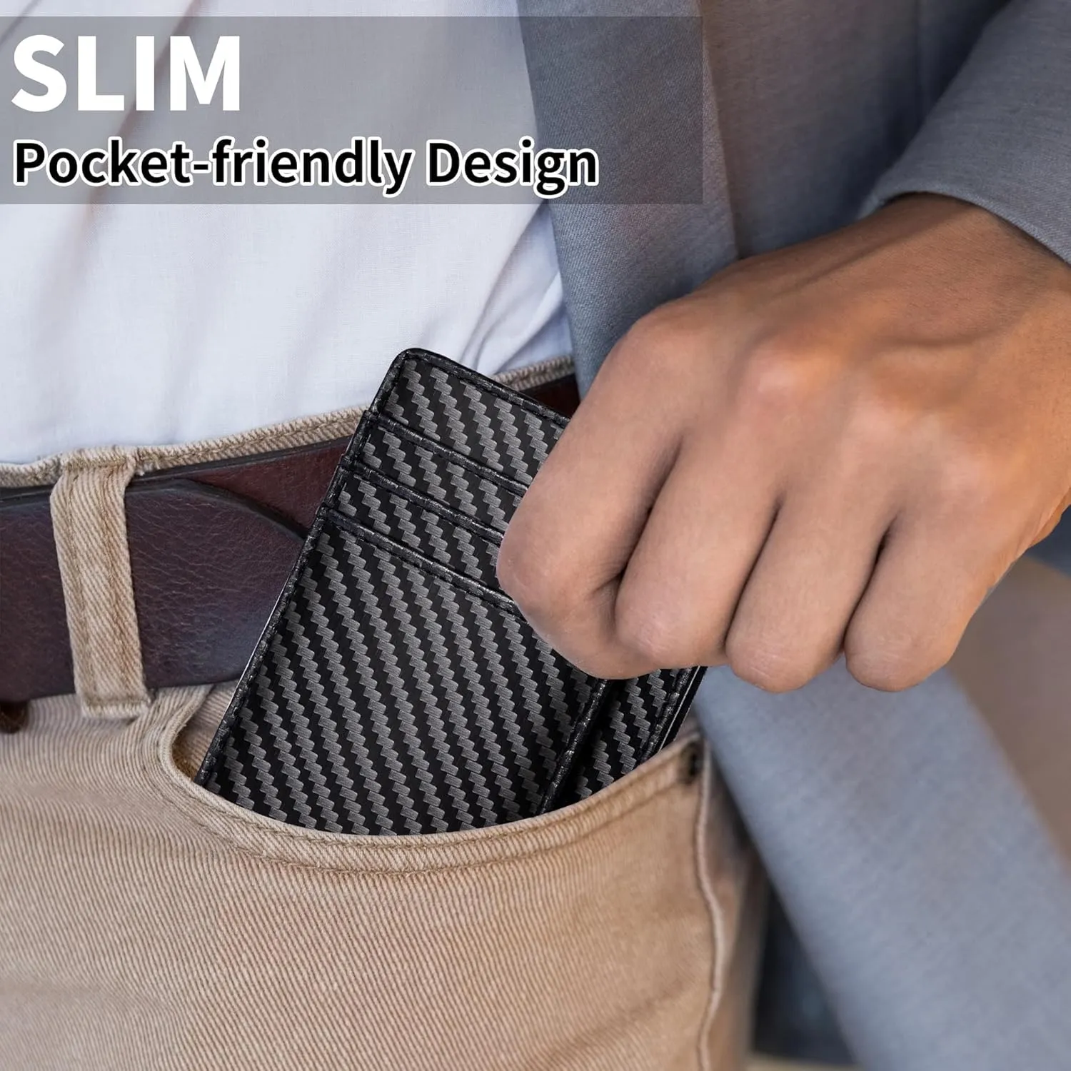 Chelmon Slim Wallet for Men, Minimalist Front Pocket RFID Blocking Credit Card Holder