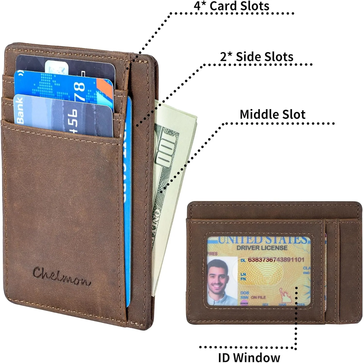 Chelmon Slim Wallet for Men, Minimalist Front Pocket RFID Blocking Credit Card Holder