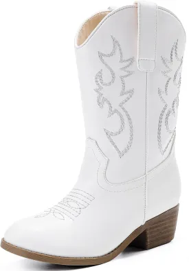 Cowboy Boots for Girls Pointed Toe Kids Cowgirl Boots Mid Calf Western Youth Cowgirl Boots Horse Riding Party for Toddler Little Big Kids