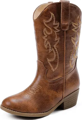 Cowboy Boots for Girls Pointed Toe Kids Cowgirl Boots Mid Calf Western Youth Cowgirl Boots Horse Riding Party for Toddler Little Big Kids