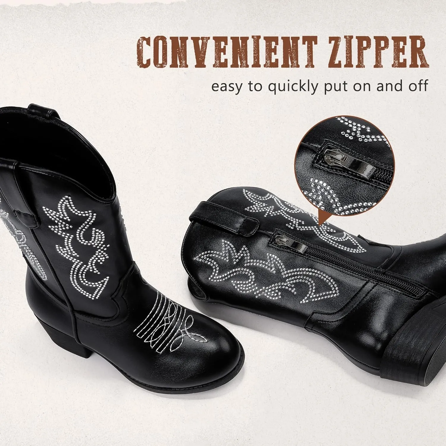 Cowboy Boots for Girls Pointed Toe Kids Cowgirl Boots Mid Calf Western Youth Cowgirl Boots Horse Riding Party for Toddler Little Big Kids