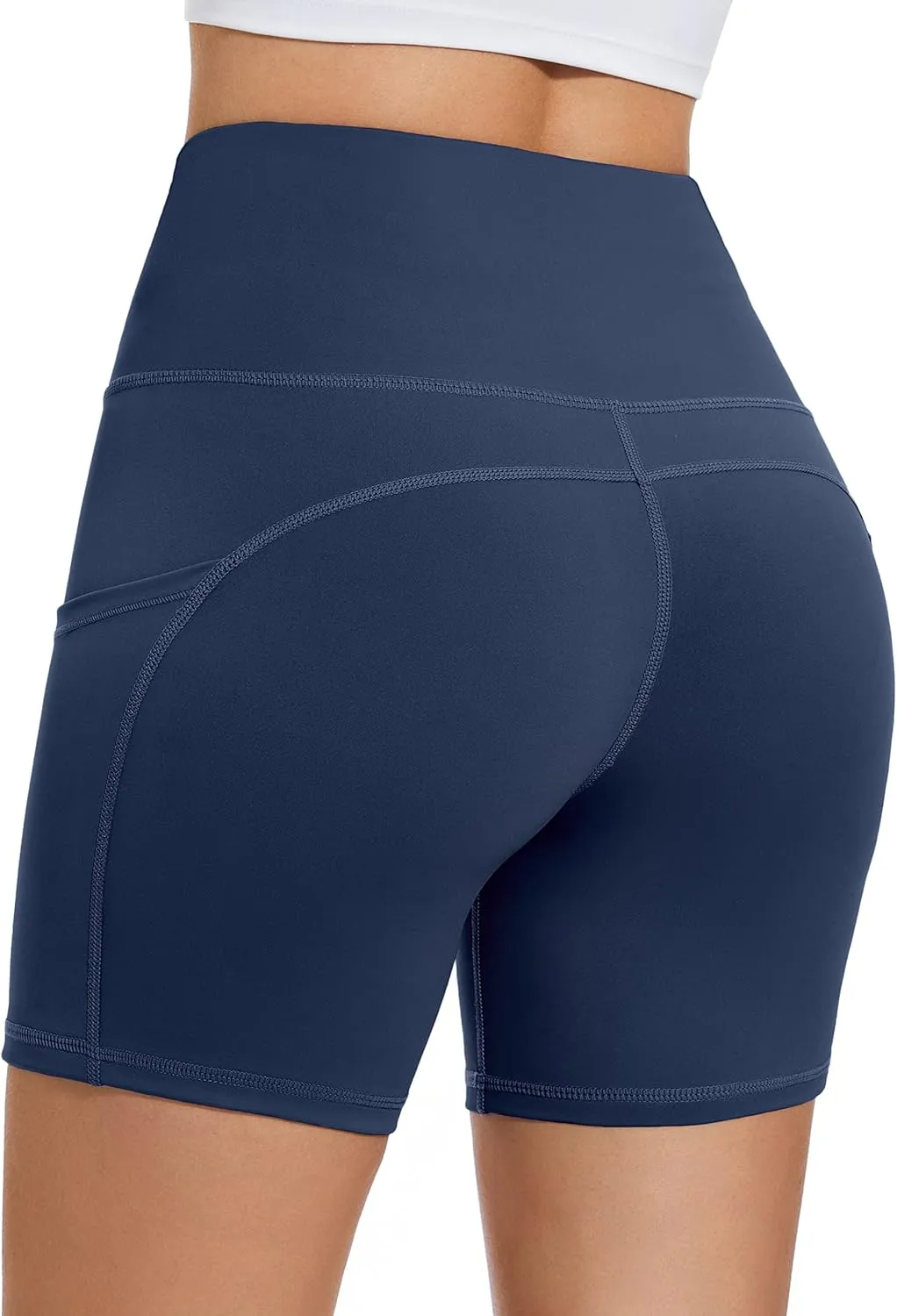 Custer's Night High Waist Out Pocket Yoga Short Tummy Control Workout Running 4 Way Stretch Yoga Leggings