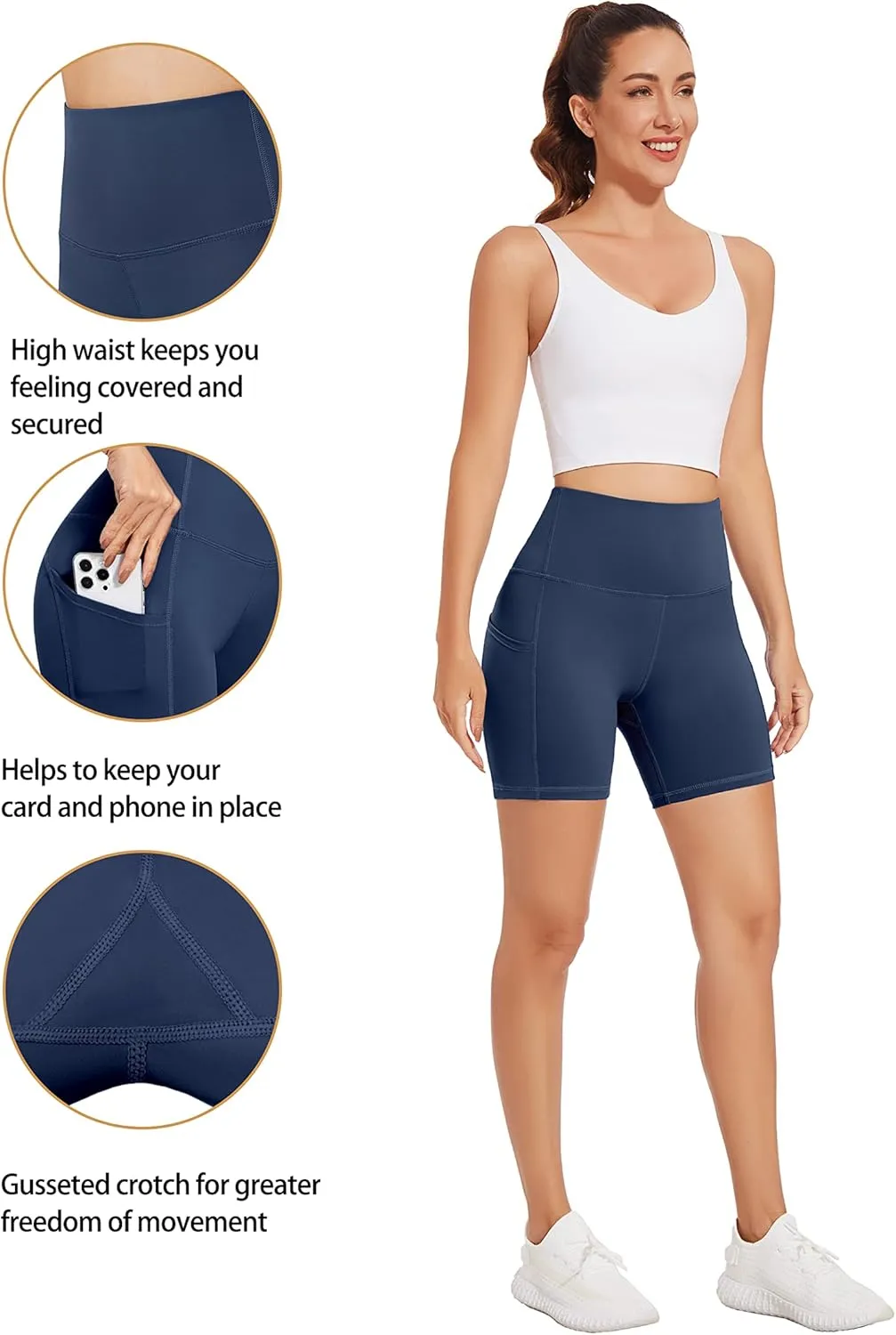 Custer's Night High Waist Out Pocket Yoga Short Tummy Control Workout Running 4 Way Stretch Yoga Leggings