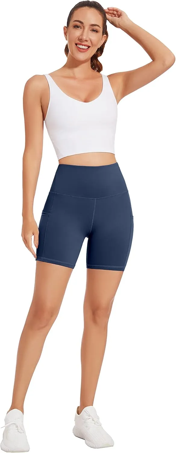 Custer's Night High Waist Out Pocket Yoga Short Tummy Control Workout Running 4 Way Stretch Yoga Leggings