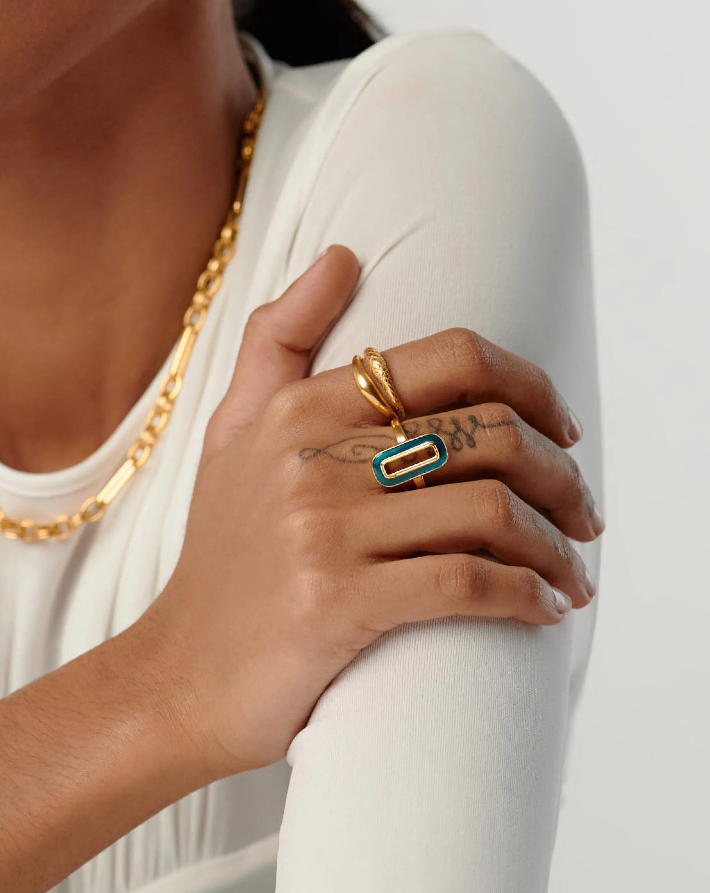 Enamel Haze Statement Ovate Ring