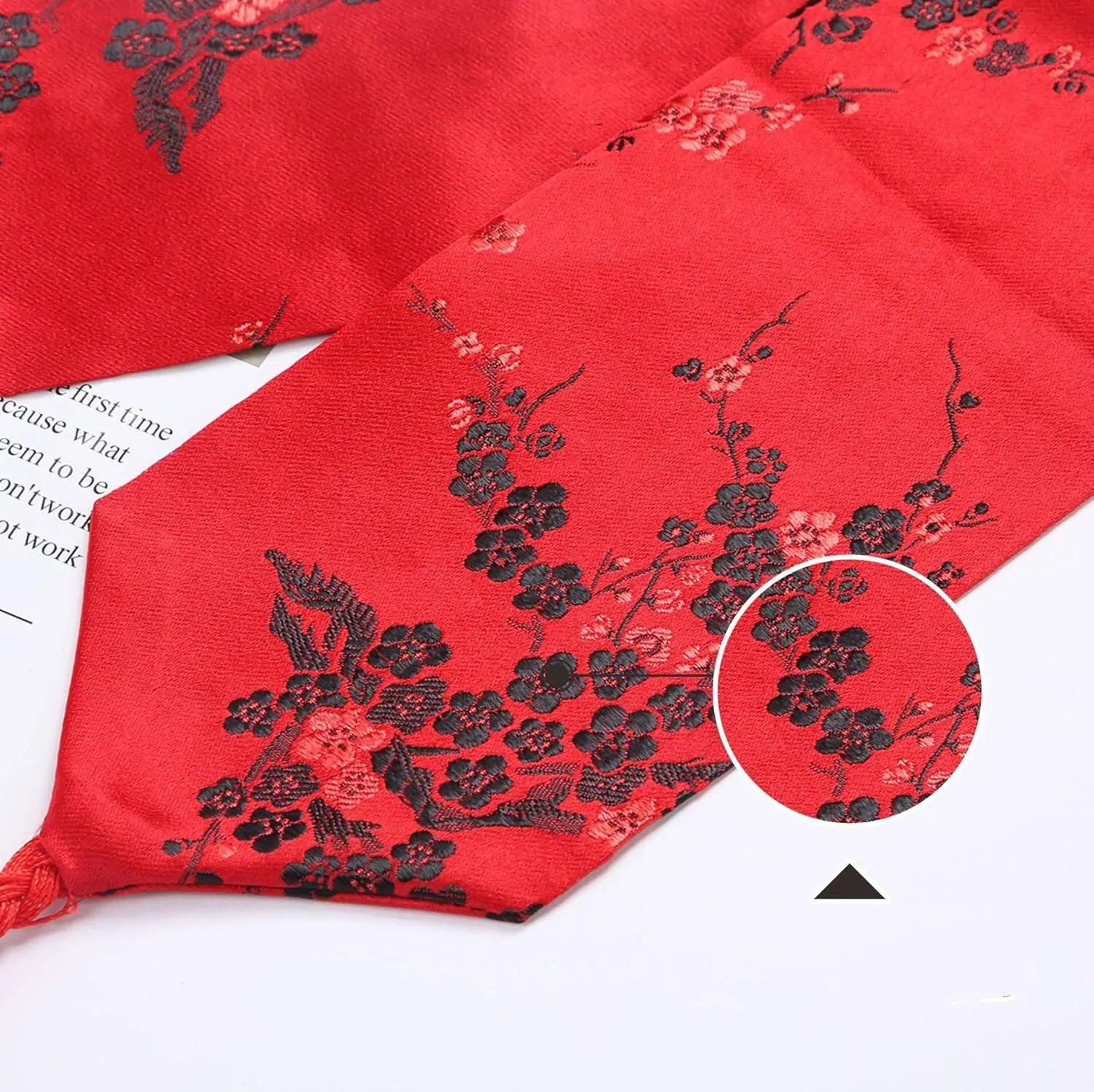 FAD-4U Womens Kimono Obi Belt Japanese Style Embroidered Wide Waistband Girdle with Tassel Yukata Robe Accessories