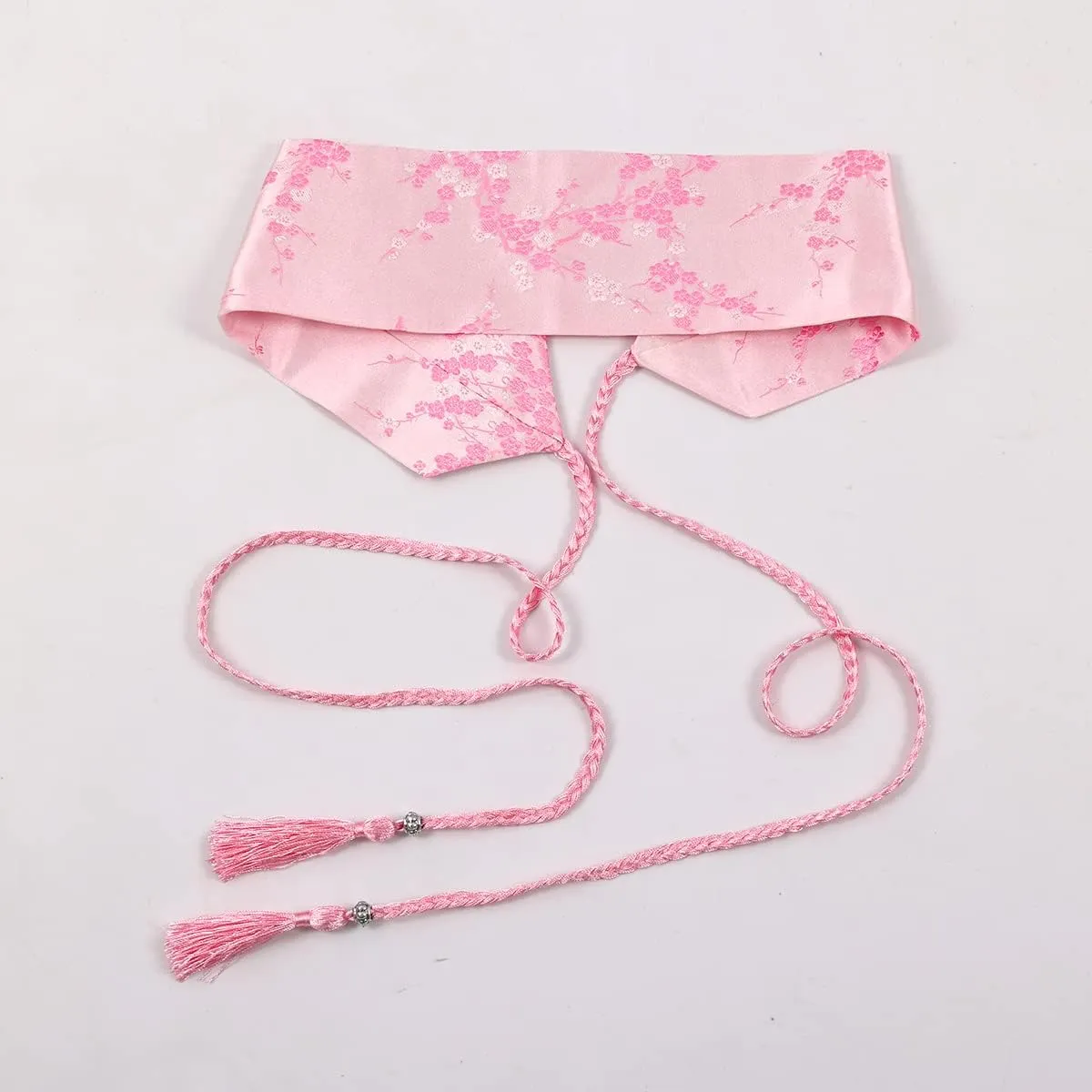 FAD-4U Womens Kimono Obi Belt Japanese Style Embroidered Wide Waistband Girdle with Tassel Yukata Robe Accessories