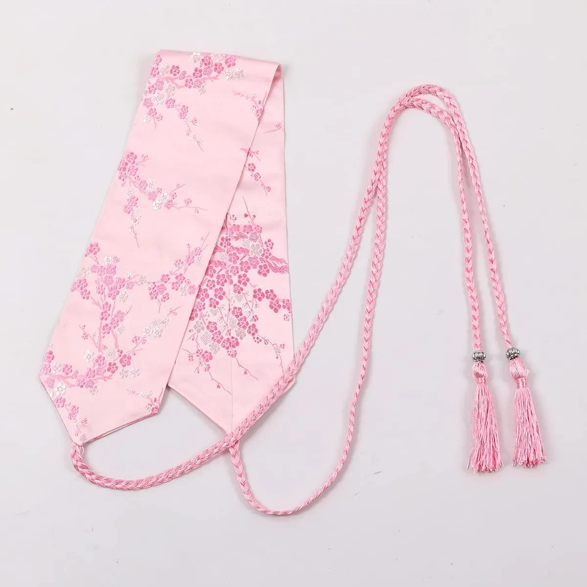 FAD-4U Womens Kimono Obi Belt Japanese Style Embroidered Wide Waistband Girdle with Tassel Yukata Robe Accessories