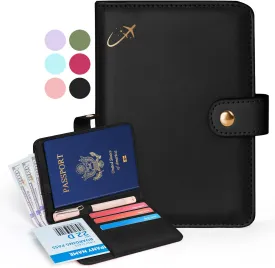 Forvencer Passport Holder Cover with Money Pocket, RFID Blocking Passport Wallet for Travel, Premium Travel Card Case, Waterproof Travel Accessories for Women, Black