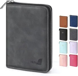 Forvencer Passport Holder Cover with Safe Zipper Closure, Premium Passport Wallet for Travel, Sleek RFID Blocking Card Case, Waterproof Travel Accessories for Men, Grey