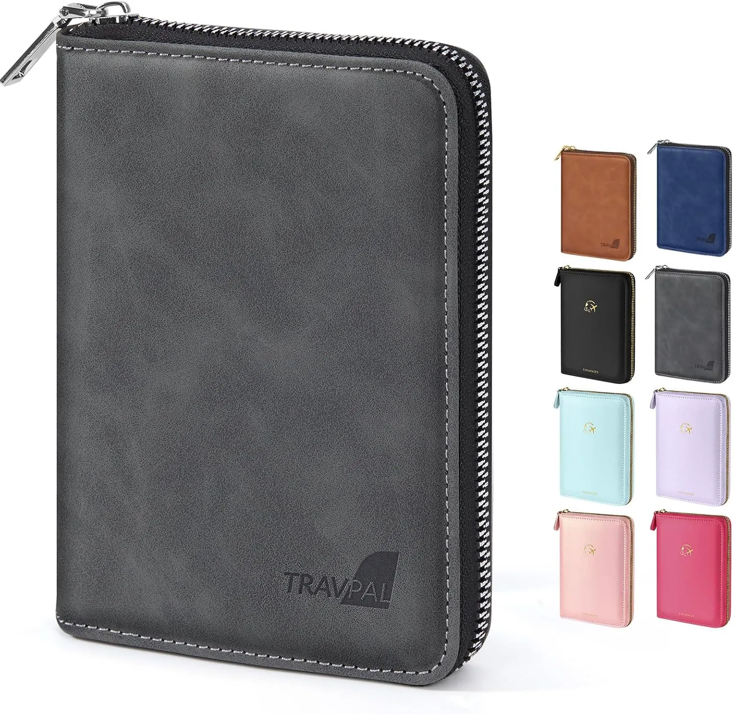 Forvencer Passport Holder Cover with Safe Zipper Closure, Premium Passport Wallet for Travel, Sleek RFID Blocking Card Case, Waterproof Travel Accessories for Men, Grey