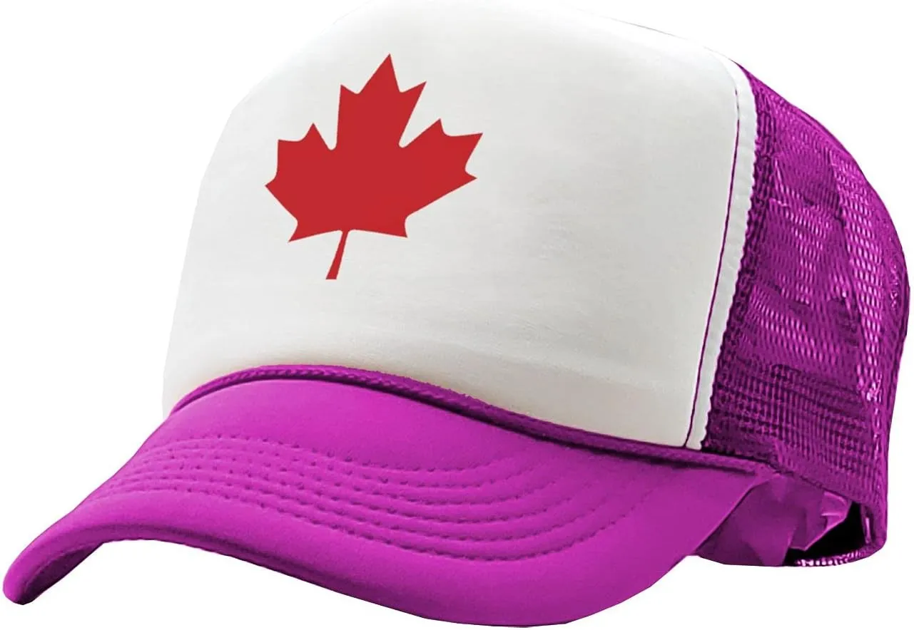 Gooder Tees - Canadian Maple Leaf - O Canada Patriot Pride - Vintage Retro Style Trucker Cap Hat