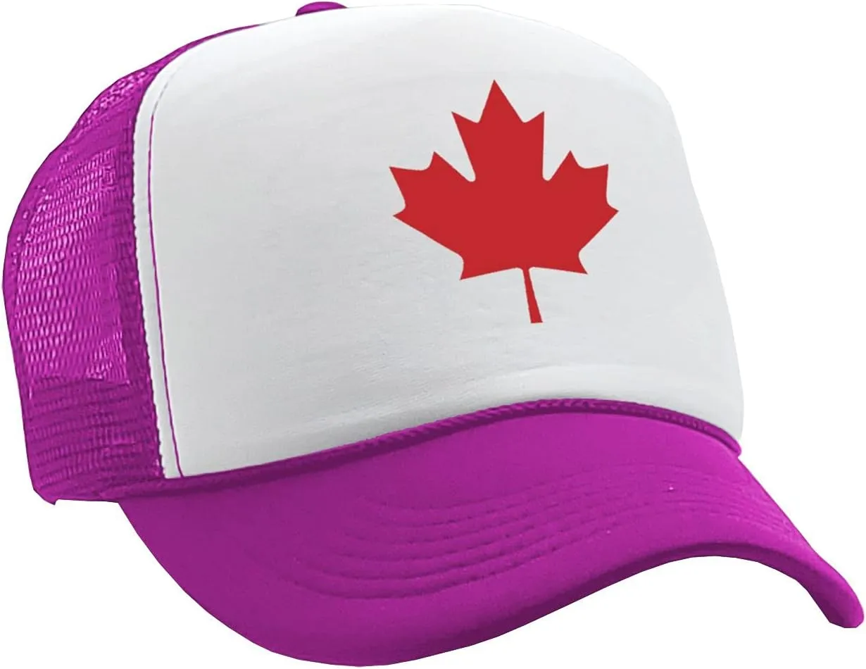Gooder Tees - Canadian Maple Leaf - O Canada Patriot Pride - Vintage Retro Style Trucker Cap Hat