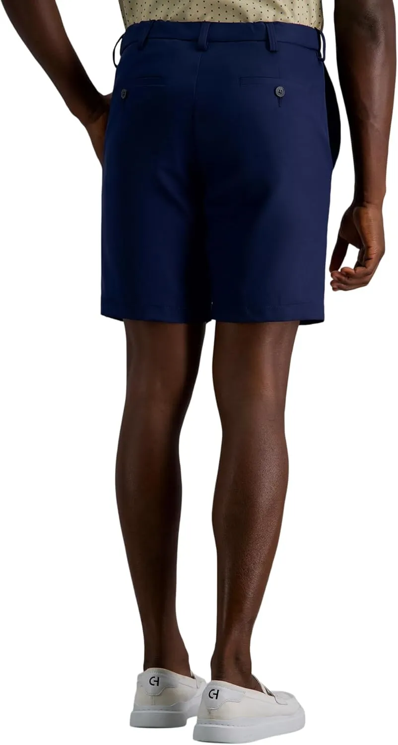 Haggar Men's Cool 18 Pro Straight Fit Flat Front 4-Way Stretch Expandable Waist Shorts - 7 and 9.5 Inch Inseams
