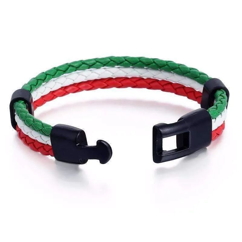 Italian Flag Leather Unisex Bracelet