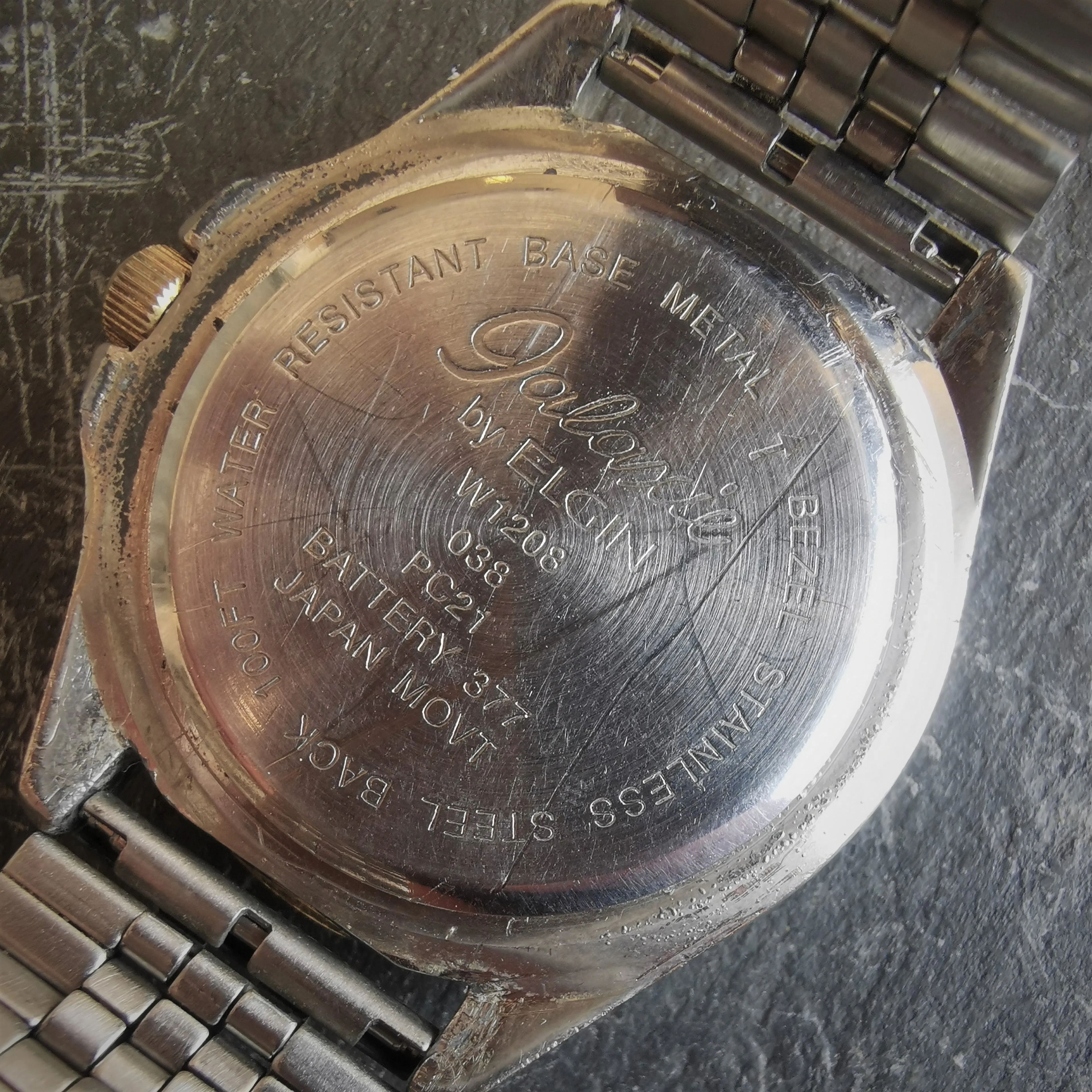 Men's Vintage 'Galaxie By Elgin' Chrome And Gold Plated Quartz Watch