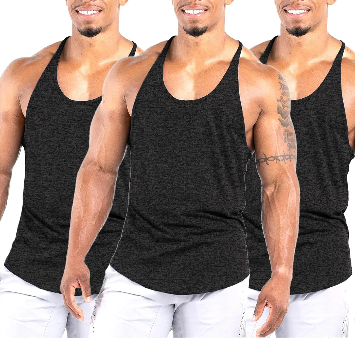 Men's Workout Stringer Tank Tops Athletic Quick Dry Y-Back Tops Bodybuilding Muscle Shirts for Gym1 Or 3 Pack