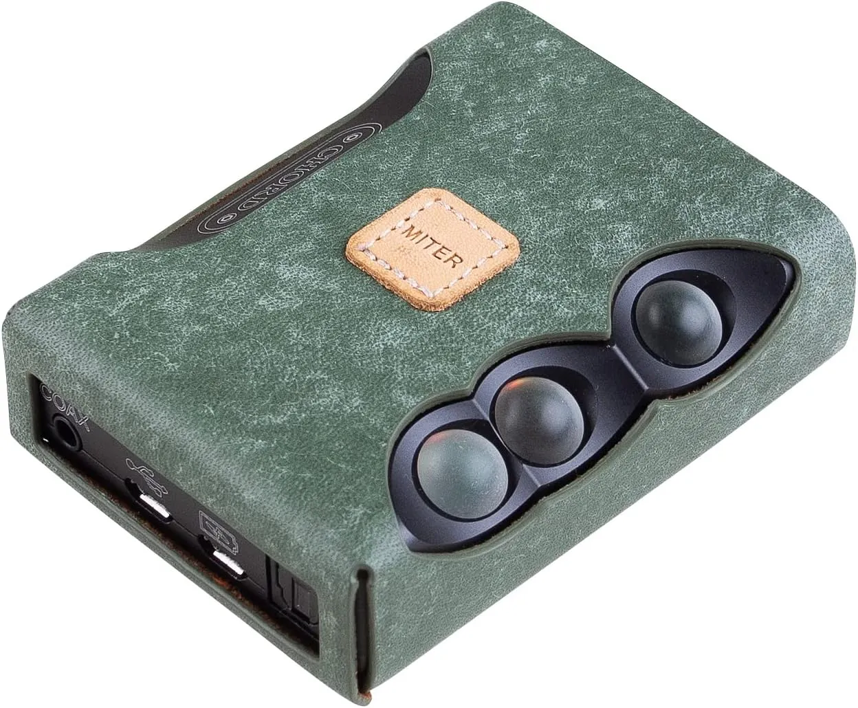 MITER Case Compatible with Chord Mojo 1 (first edition) , Handmade Italy Pueblo Leather Case Cover for Mojo1 (Dark Green)