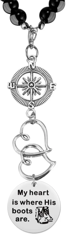 My Heart is Where His Boots are Car Charm, Military Wife Gift, Soldier Boots Rear View Mirror Charm, Soldier Wife Gift, Soldier Mom Gift, Deployment Gift, Soldier Girlfriend Gift