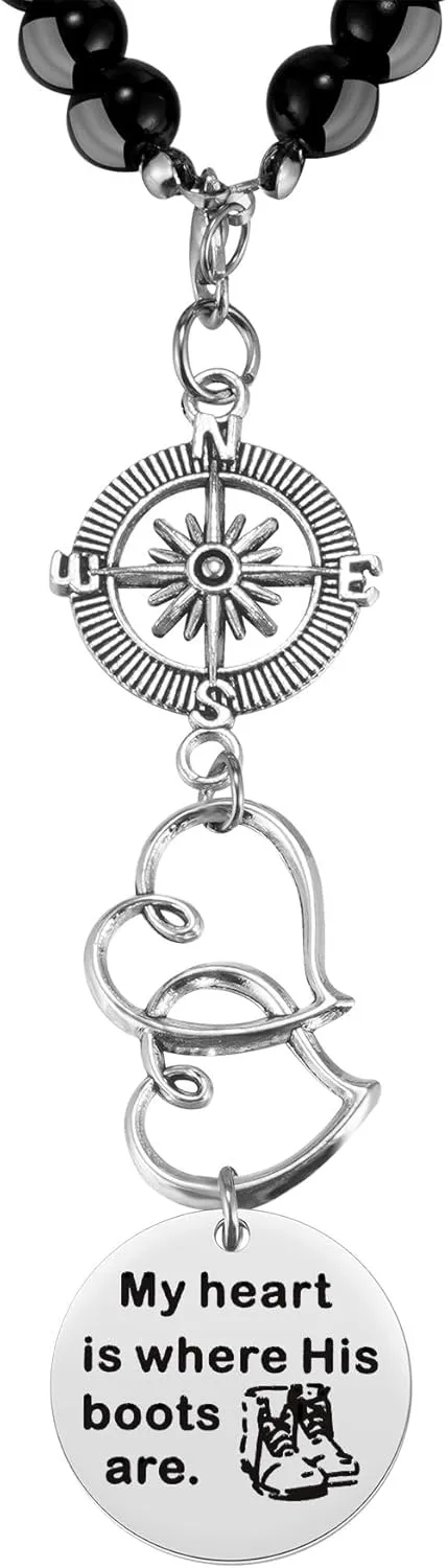 My Heart is Where His Boots are Car Charm, Military Wife Gift, Soldier Boots Rear View Mirror Charm, Soldier Wife Gift, Soldier Mom Gift, Deployment Gift, Soldier Girlfriend Gift