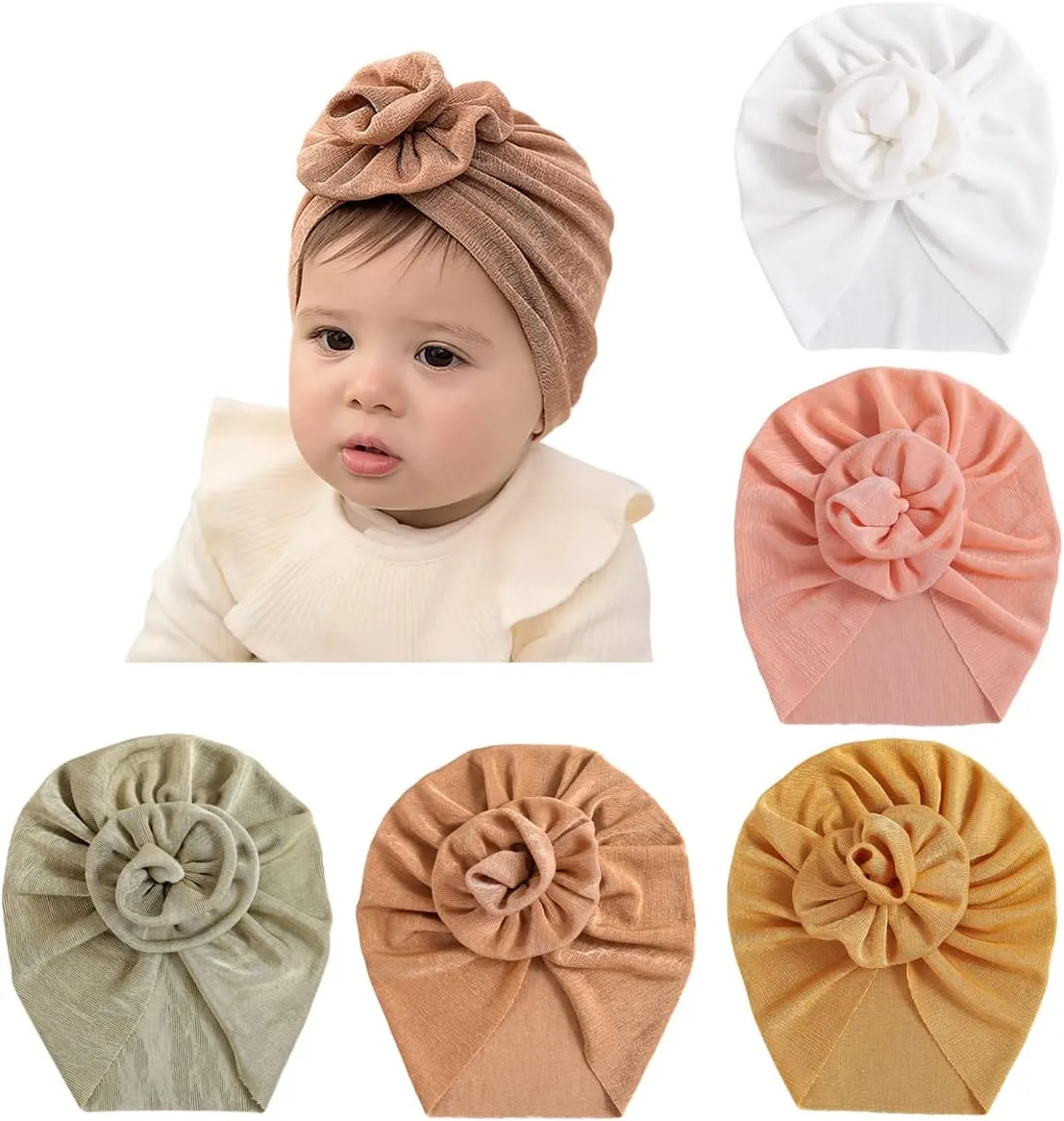 Newborn Babies Headwrap Hat Infant Toddler Cotton Soft Cute Nursery Beanie Headbands Top Bowknot Cap