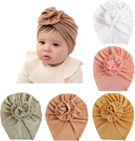 Newborn Babies Headwrap Hat Infant Toddler Cotton Soft Cute Nursery Beanie Headbands Top Bowknot Cap