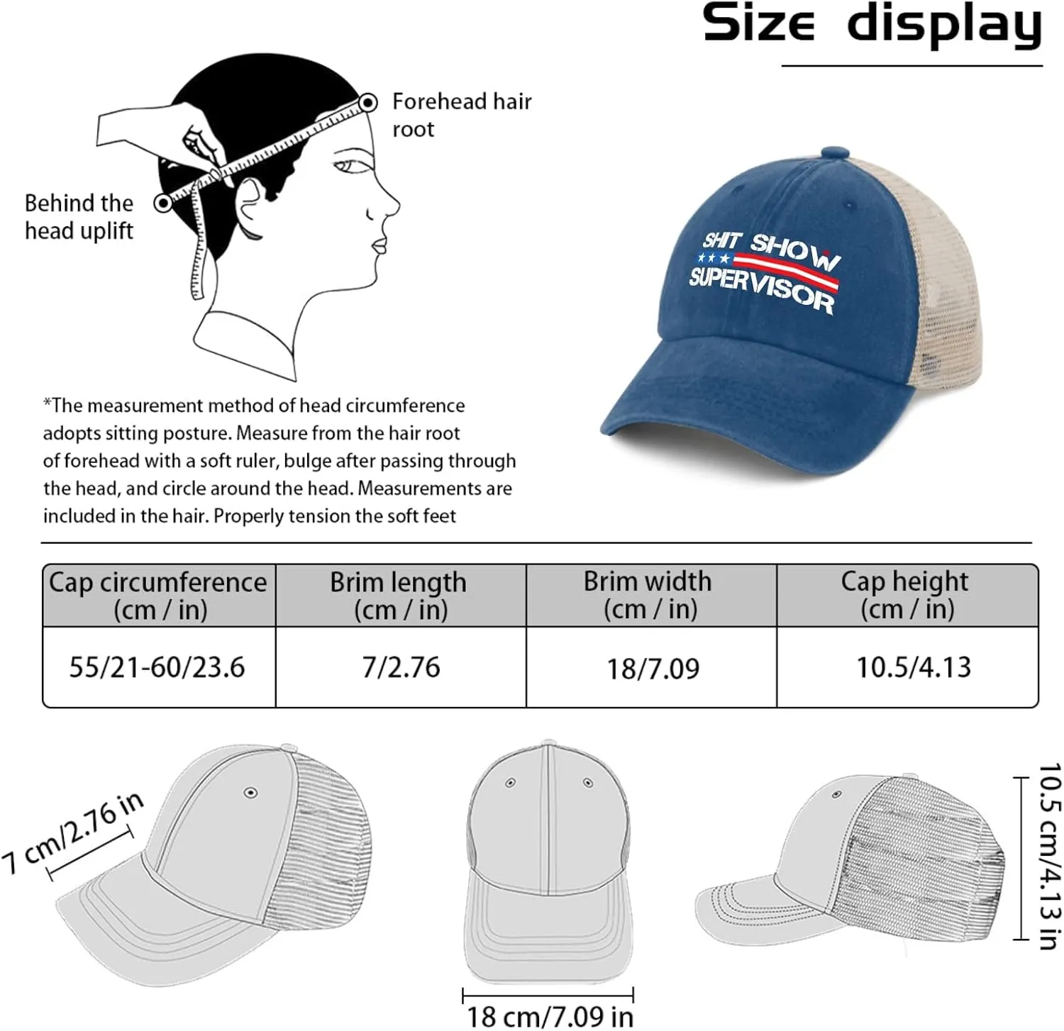 OOMOO Meme caps for Men Shit Show Supervisor Cap Meme Gifts for Men
