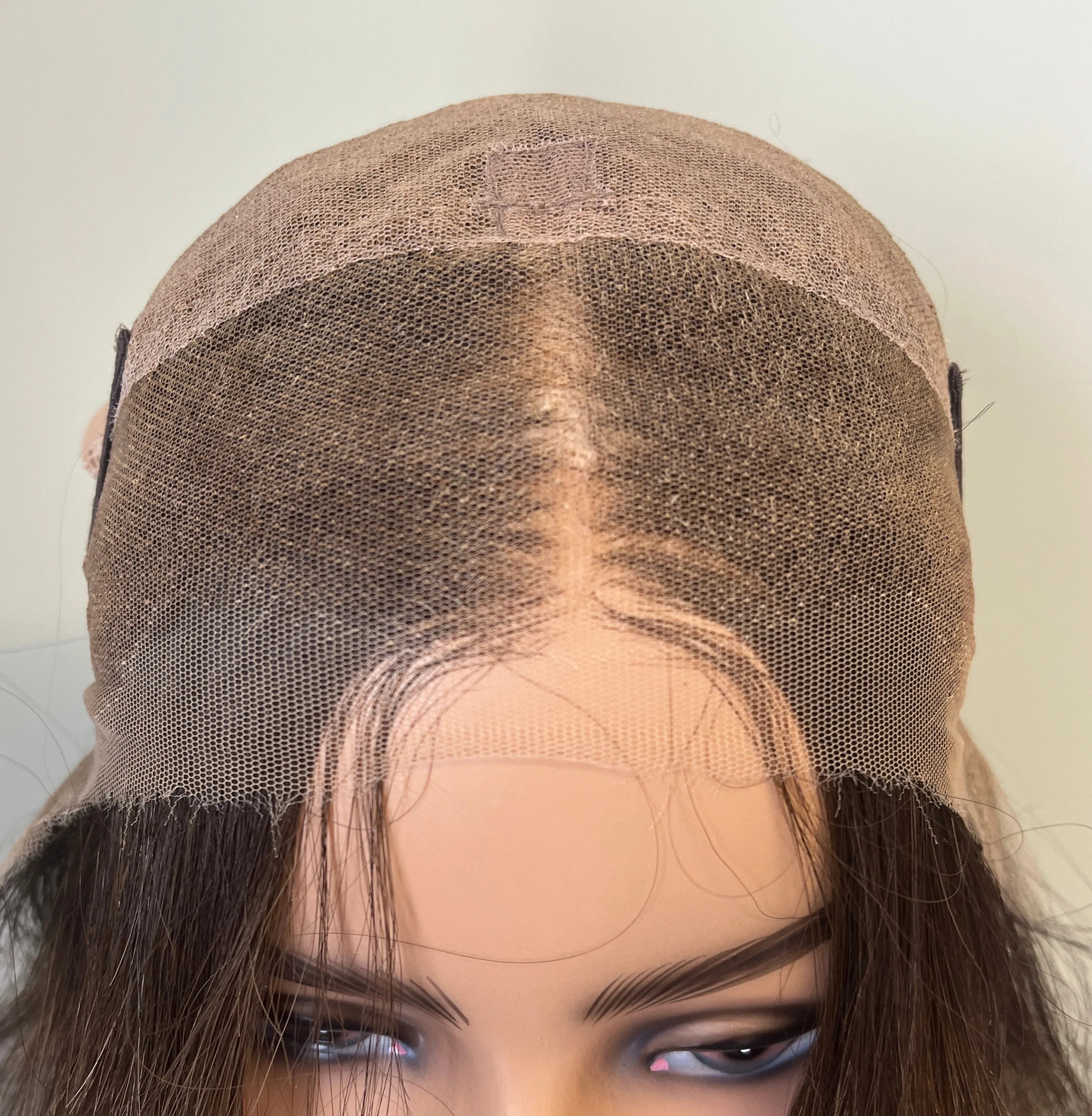 Preloved, Be Unique Wigs by Charlotte, custom wig | Human hair | Brown with highlights | Small cap | 17" length