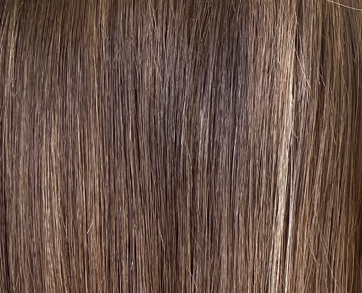 Preloved, Be Unique Wigs by Charlotte, custom wig | Human hair | Brown with highlights | Small cap | 17" length