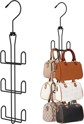 Purse Hanger 2 Pack,Purse Organizer for Closet,Rotatable Metal Bag Organizer,Purse Holder for Handbags,Belts,Scarves,Tote,Baseball Hats,Backpacks(Black)