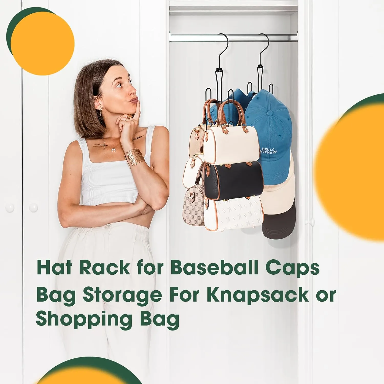 Purse Hanger 2 Pack,Purse Organizer for Closet,Rotatable Metal Bag Organizer,Purse Holder for Handbags,Belts,Scarves,Tote,Baseball Hats,Backpacks(Black)