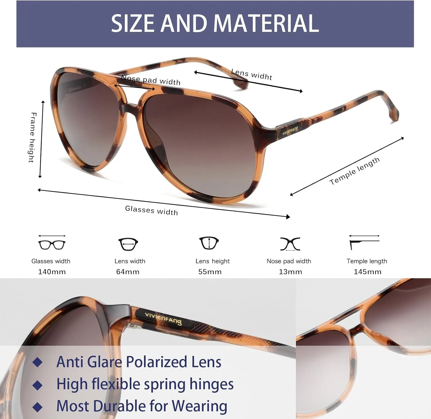 Retro Polarized Aviator Sunglasses Womens Mens, Vintage Flexible 70s Stylish Classic Shades Sun Glasses OW2201