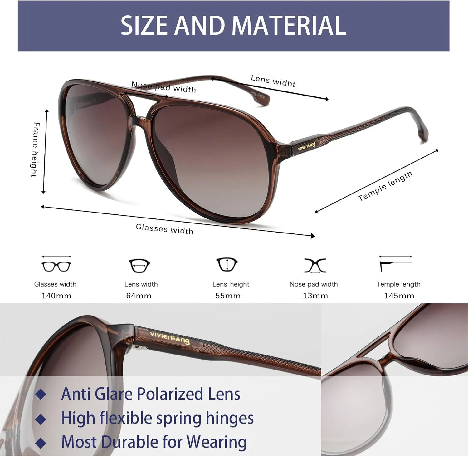 Retro Polarized Aviator Sunglasses Womens Mens, Vintage Flexible 70s Stylish Classic Shades Sun Glasses OW2201