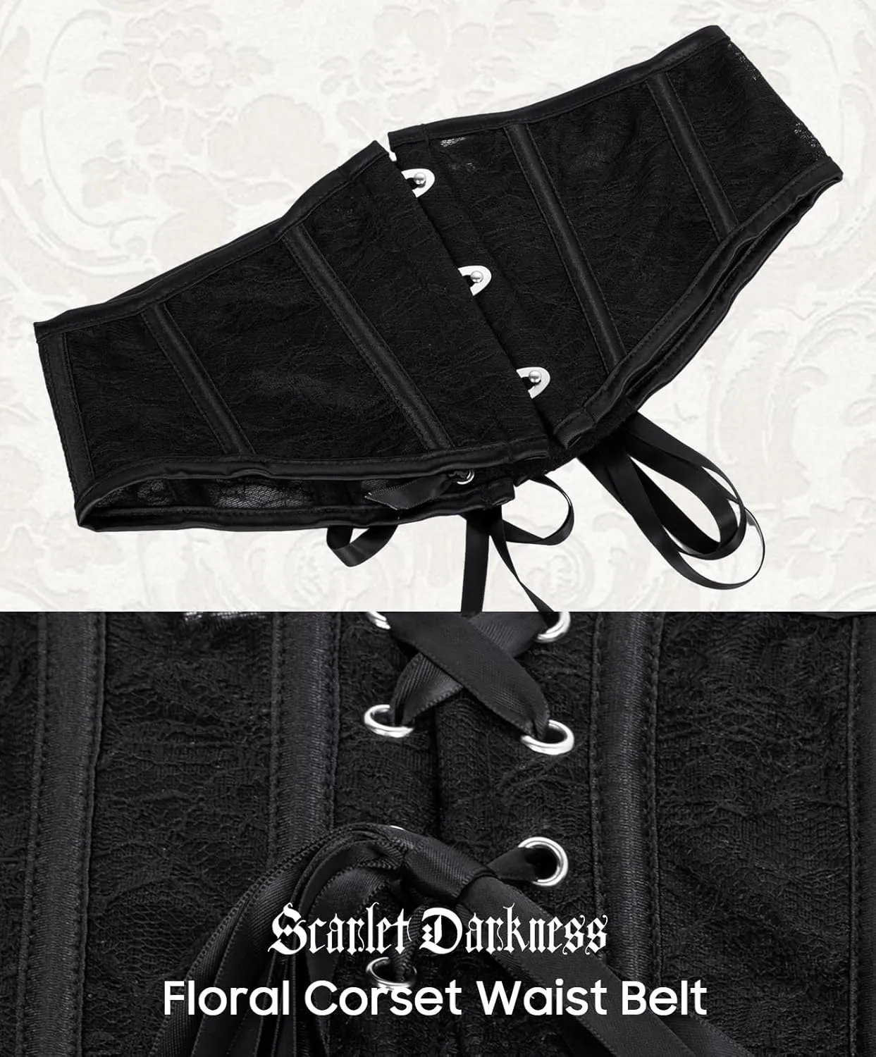 Scarlet Darkness Corset Belt for Women Renaissance Corset Lace Up Waist Belt Wide Waistband for Halloween