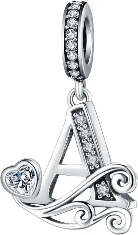 Silver Letter Charm Fit for Pandora Charms Bracelet Alphabet Initial Dangle Charms Beads Jewelry Gifts for Women