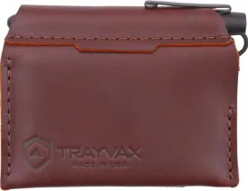 Trayvax Summit Notebook Wallet, RFID Protective Small Leather Credit Card Holder with Cash Pocket, Includes Pocket Notebook and Space Pen, Brown