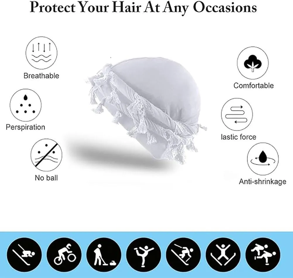 Turban for Men Vintage Twist Head Wraps Satin Lined Halo Turban Head Scarf Lightweight Tassel Beanie Hats
