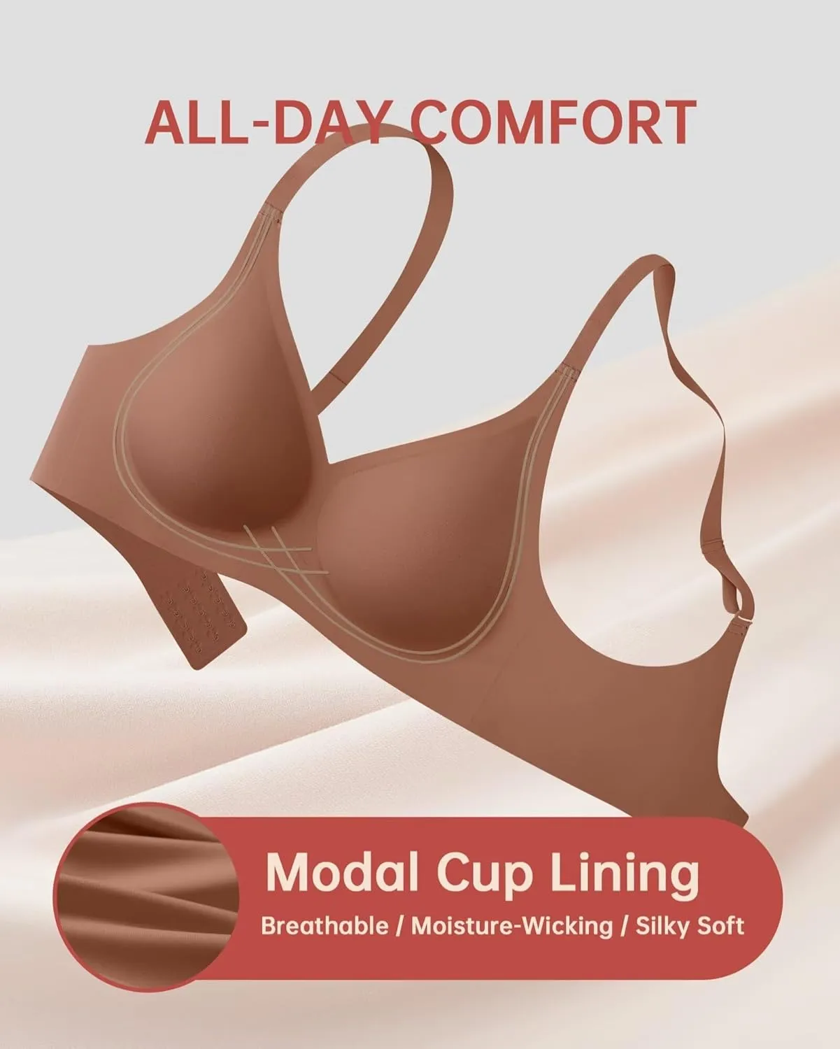 Vertvie Deep V Bras for Women No Underwire Push Up Wireless Bra Comfort Seamless Supportive Bra Racerback Soft Sleep Bralette