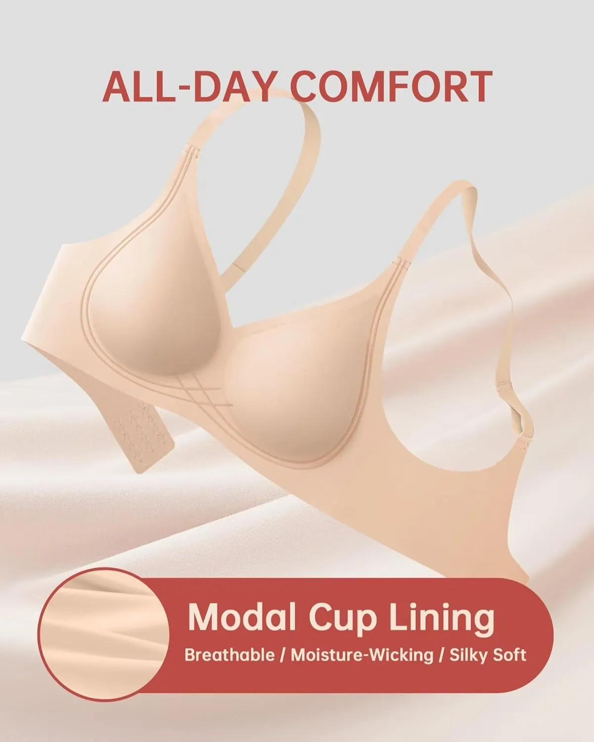 Vertvie Deep V Bras for Women No Underwire Push Up Wireless Bra Comfort Seamless Supportive Bra Racerback Soft Sleep Bralette